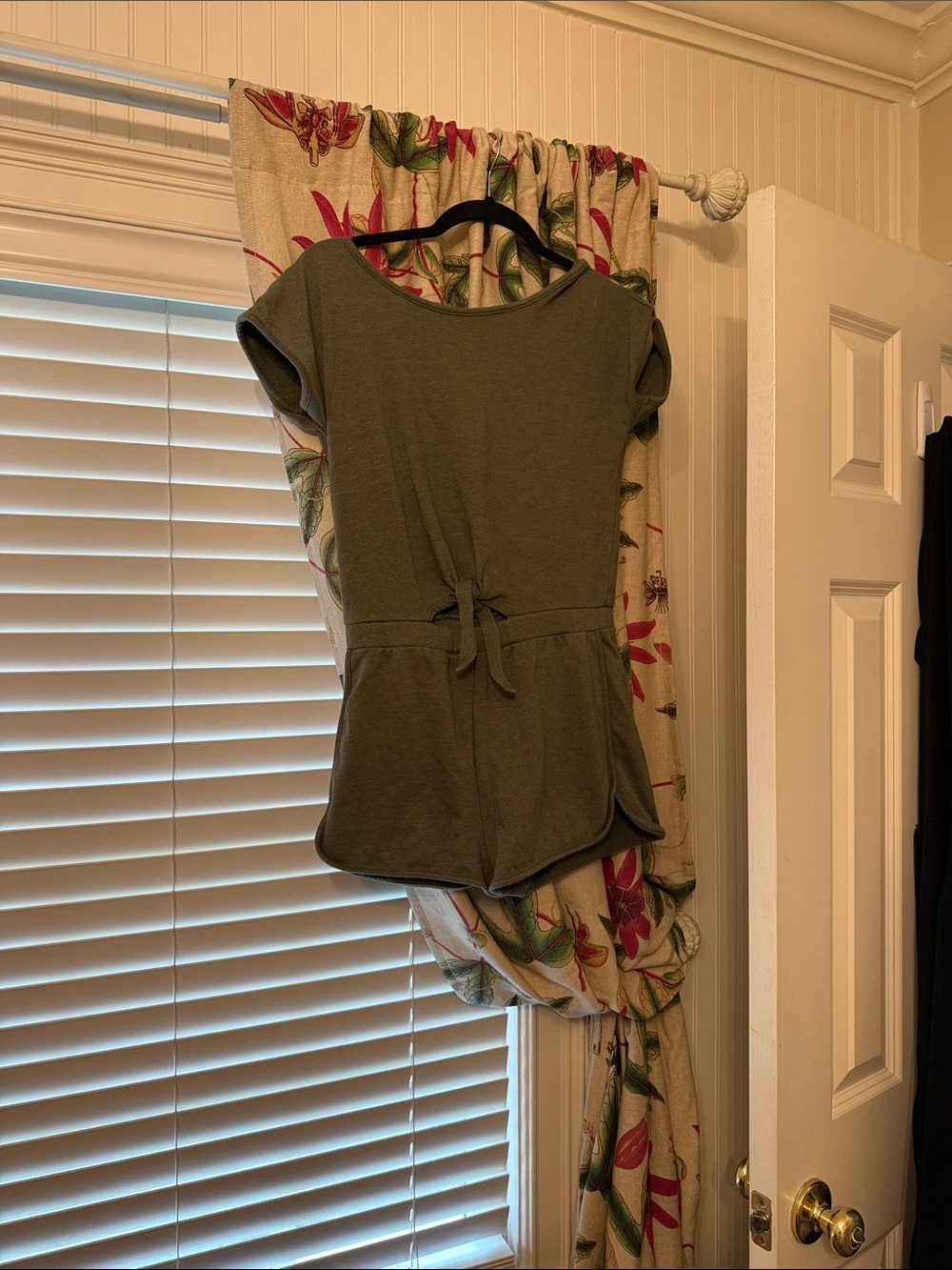 love, Fire Olive Short Sleeve Tie-Front Top